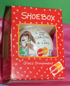 Shoebox All I Want for Christmas Is A Card Mastercard Holiday Glass Ornament